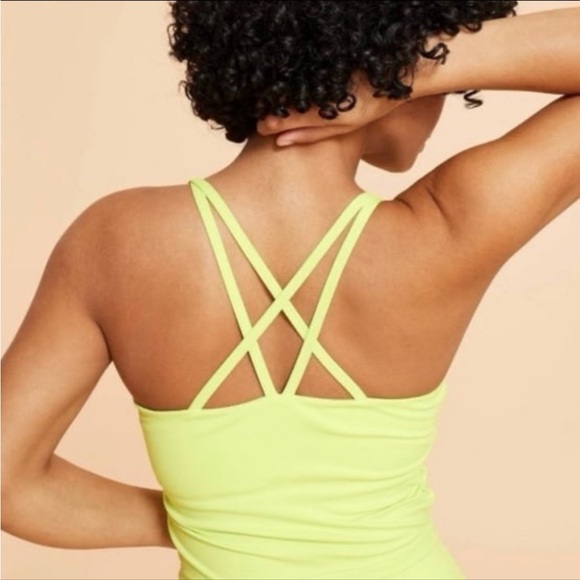 Blogilates for Target Women's Strappy Cropped Tank Top in Lime Green XL - Picture 2 of 7